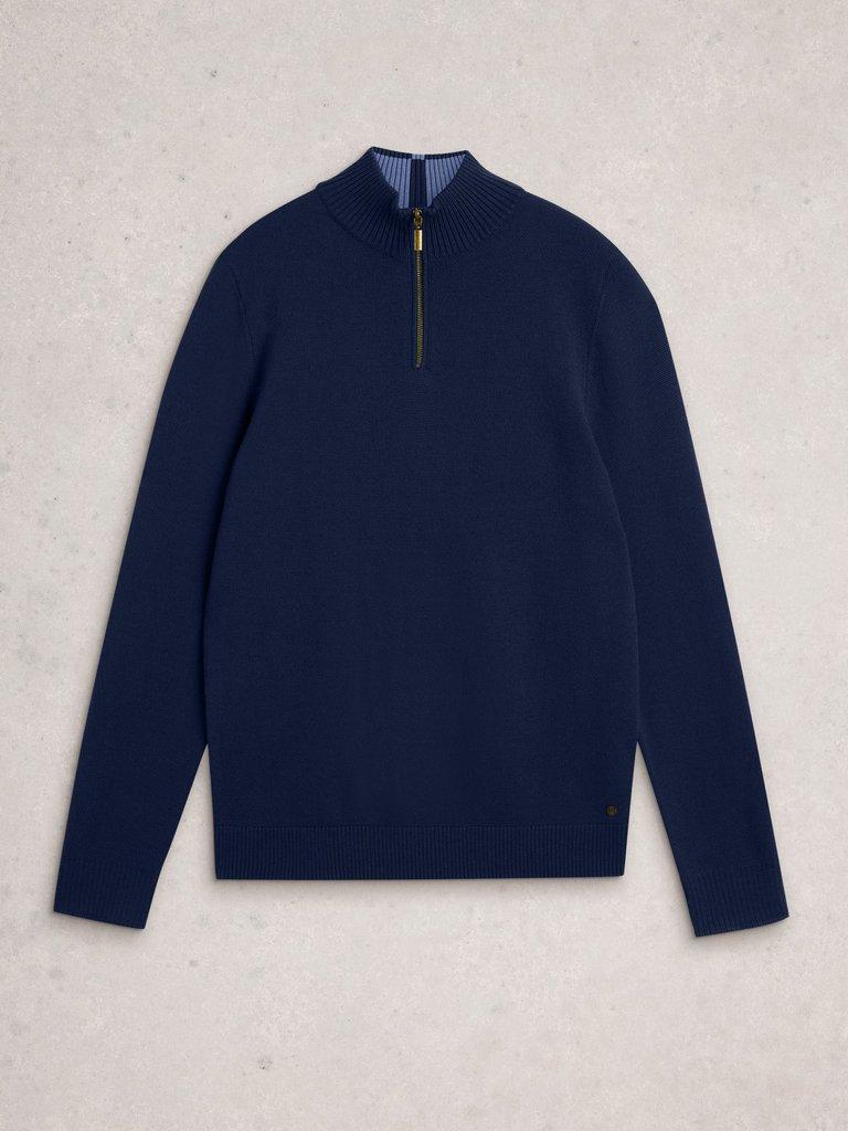 Newport Merino Long Sleeve Funnel in DARK NAVY - FLAT FRONT