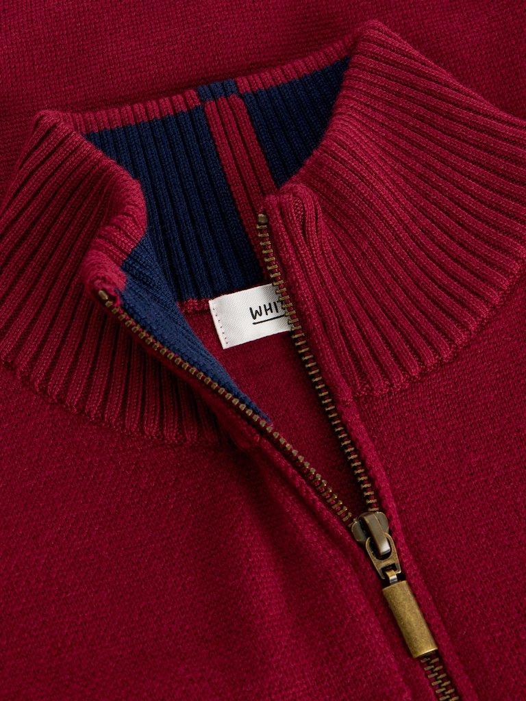 Newport Merino Long Sleeve Funnel in DEEP RED - FLAT DETAIL