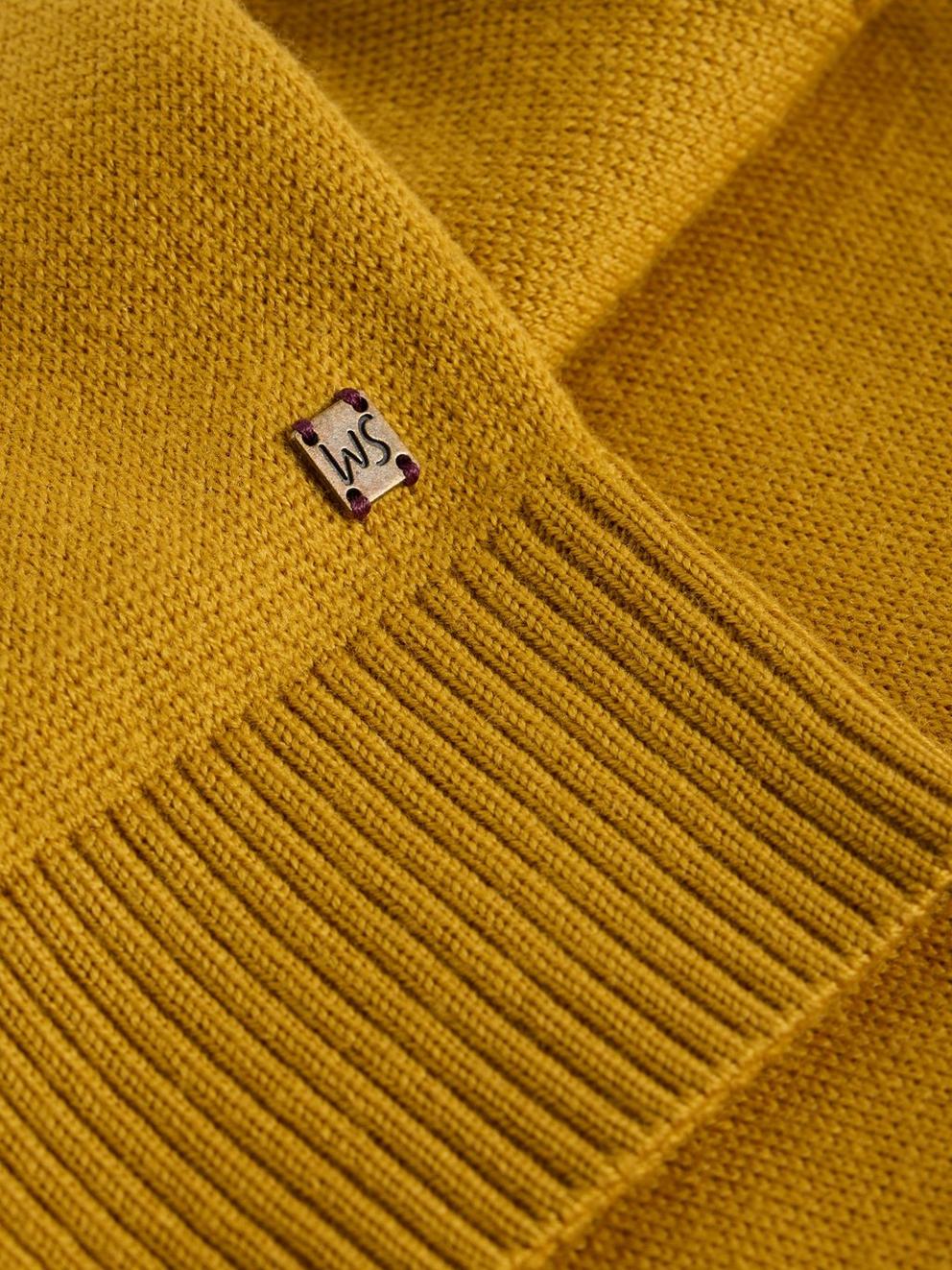 Newport Merino Long Sleeve Funnel in DK YELLOW - FLAT DETAIL