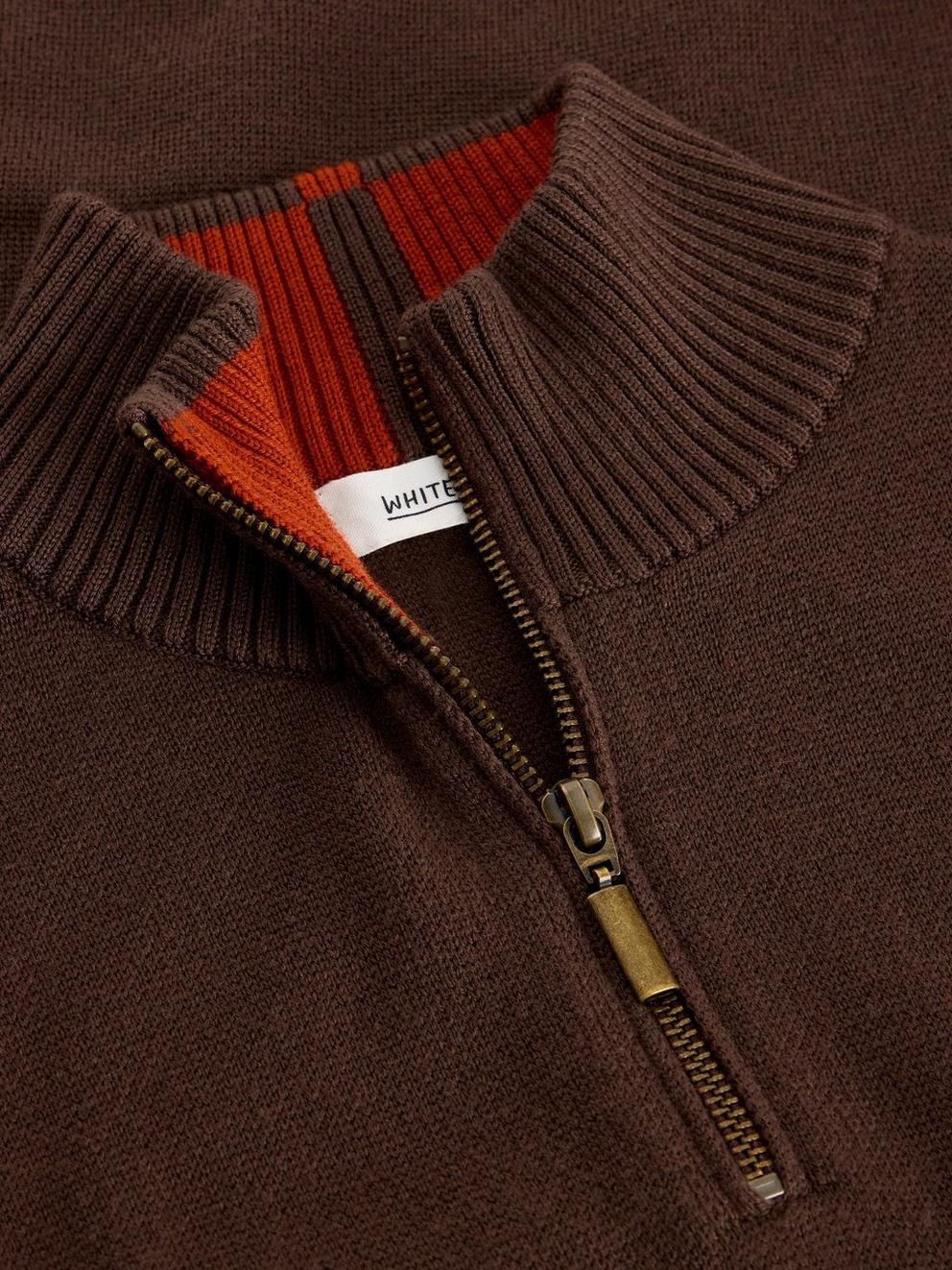 Newport Merino Long Sleeve Funnel in MID BROWN - FLAT DETAIL