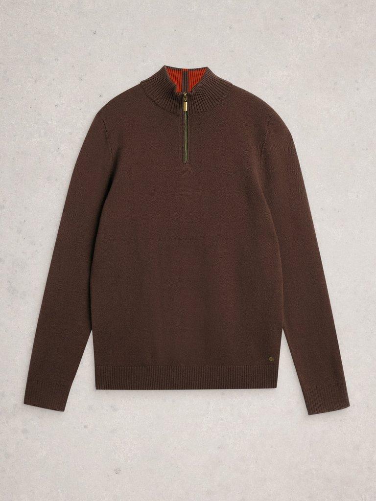 Newport Merino Long Sleeve Funnel in MID BROWN - FLAT FRONT