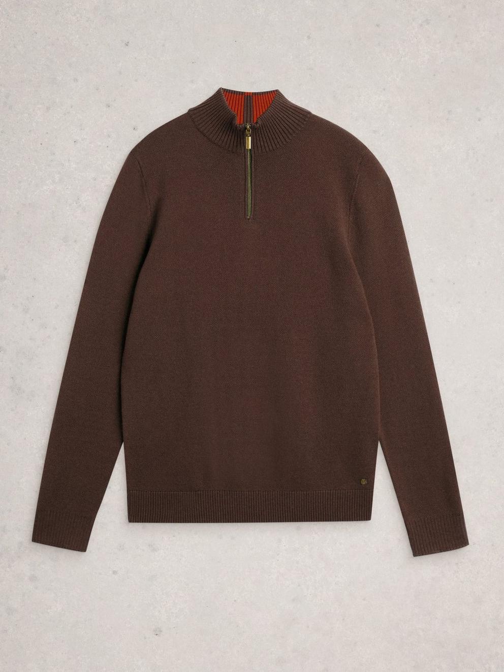 Newport Merino Long Sleeve Funnel in MID BROWN - FLAT FRONT