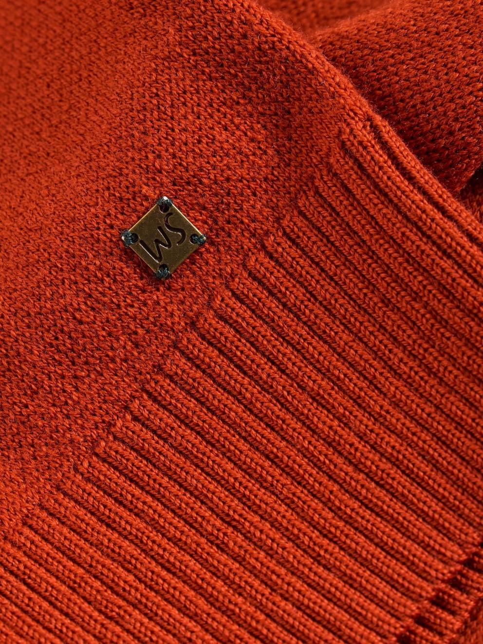 Newport Merino Long Sleeve Funnel in MID ORANGE - FLAT DETAIL