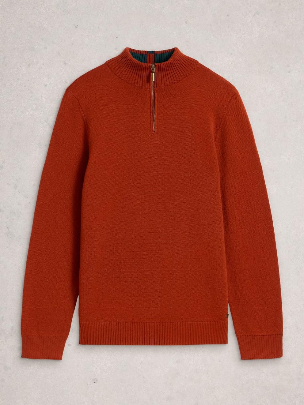 Newport Merino Long Sleeve Funnel in MID ORANGE - FLAT FRONT