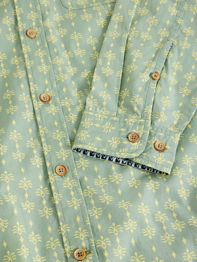 Finsbury Batik Print Shirt in DUS GREEN - FLAT DETAIL