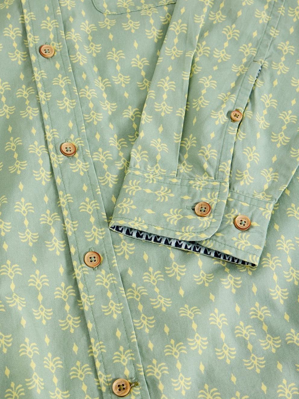 Finsbury Batik Print Shirt in DUS GREEN - FLAT DETAIL