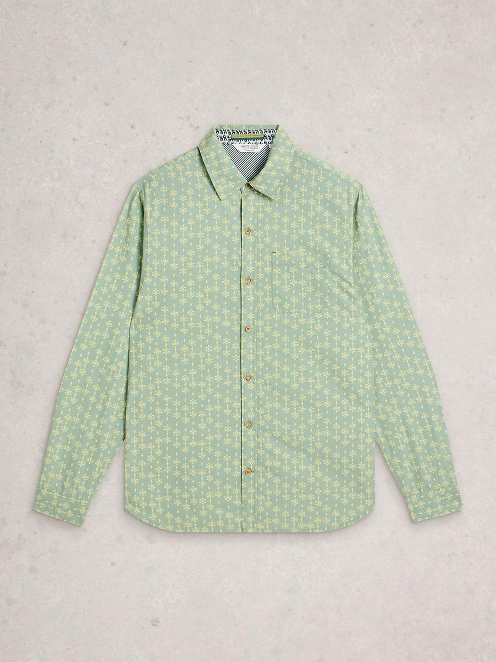 Finsbury Batik Print Shirt in DUS GREEN - FLAT FRONT