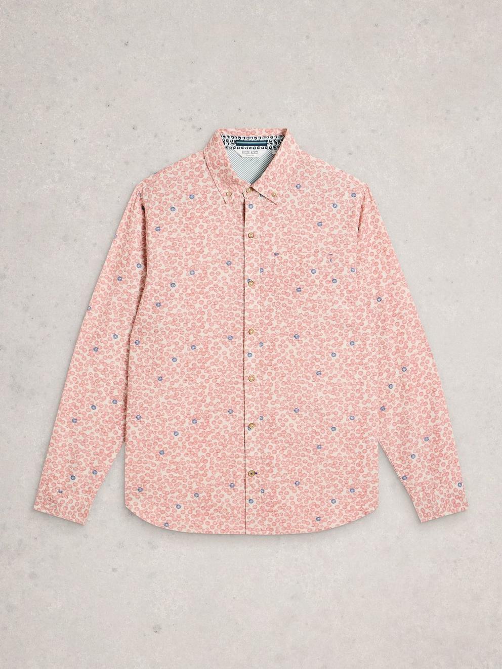 Finsbury Dandy Print Shirt in LGT PINK - FLAT FRONT