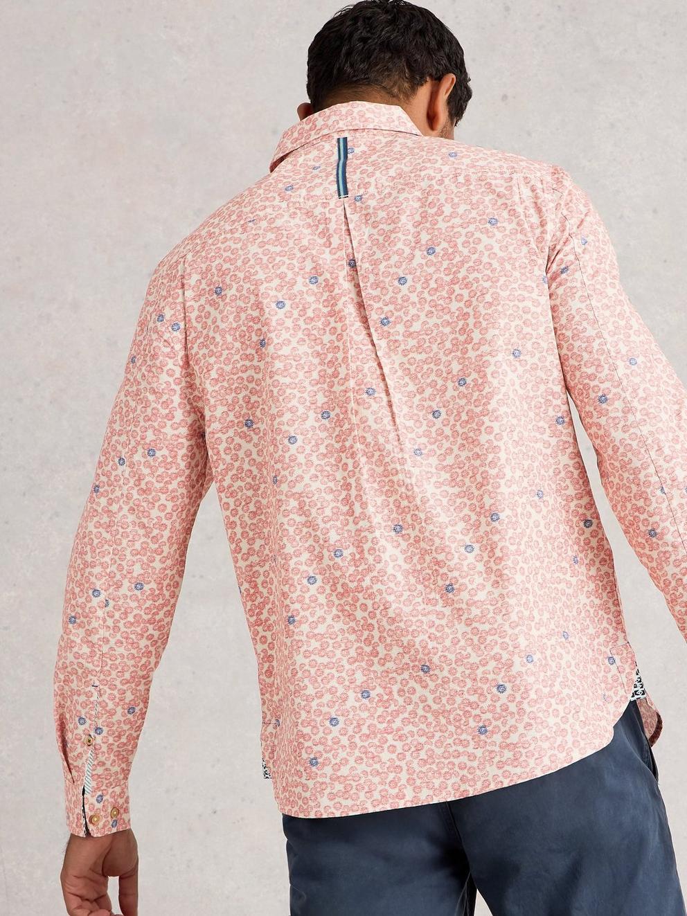 Finsbury Dandy Print Shirt in LGT PINK - MODEL BACK