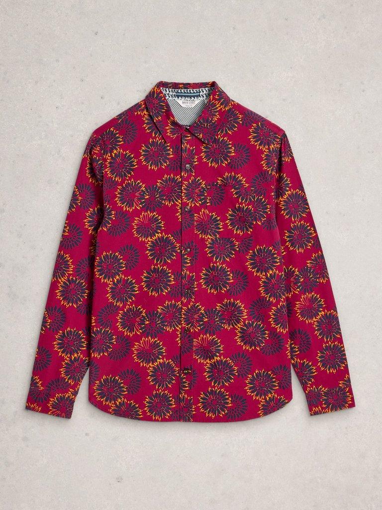 Finsbury Block Print Shirt in RED PR - FLAT FRONT