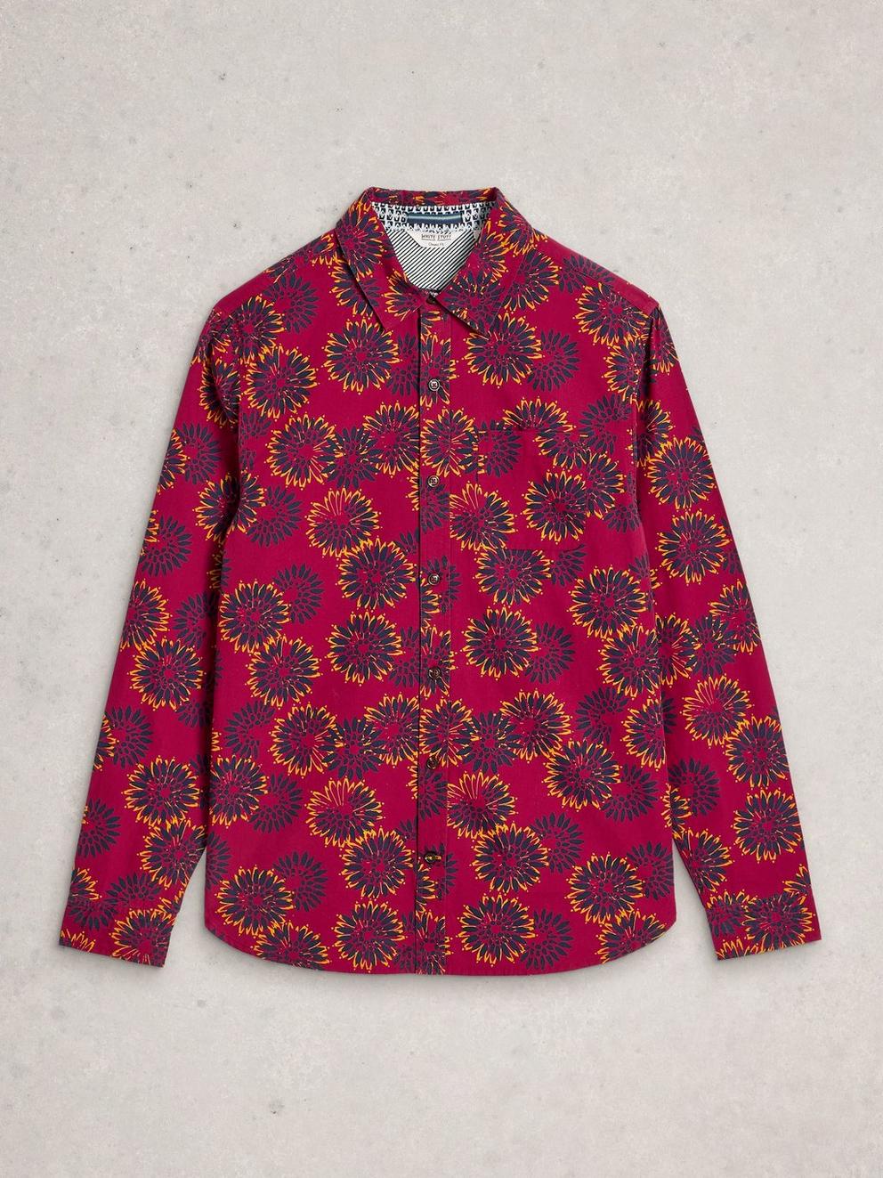 Finsbury Block Print Shirt in RED PR - FLAT FRONT