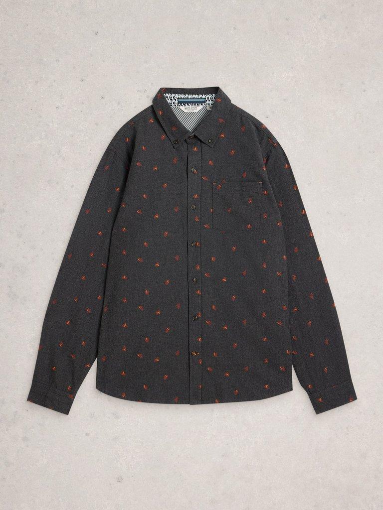 Finsbury Fan Print Shirt in CHARC GREY - FLAT FRONT