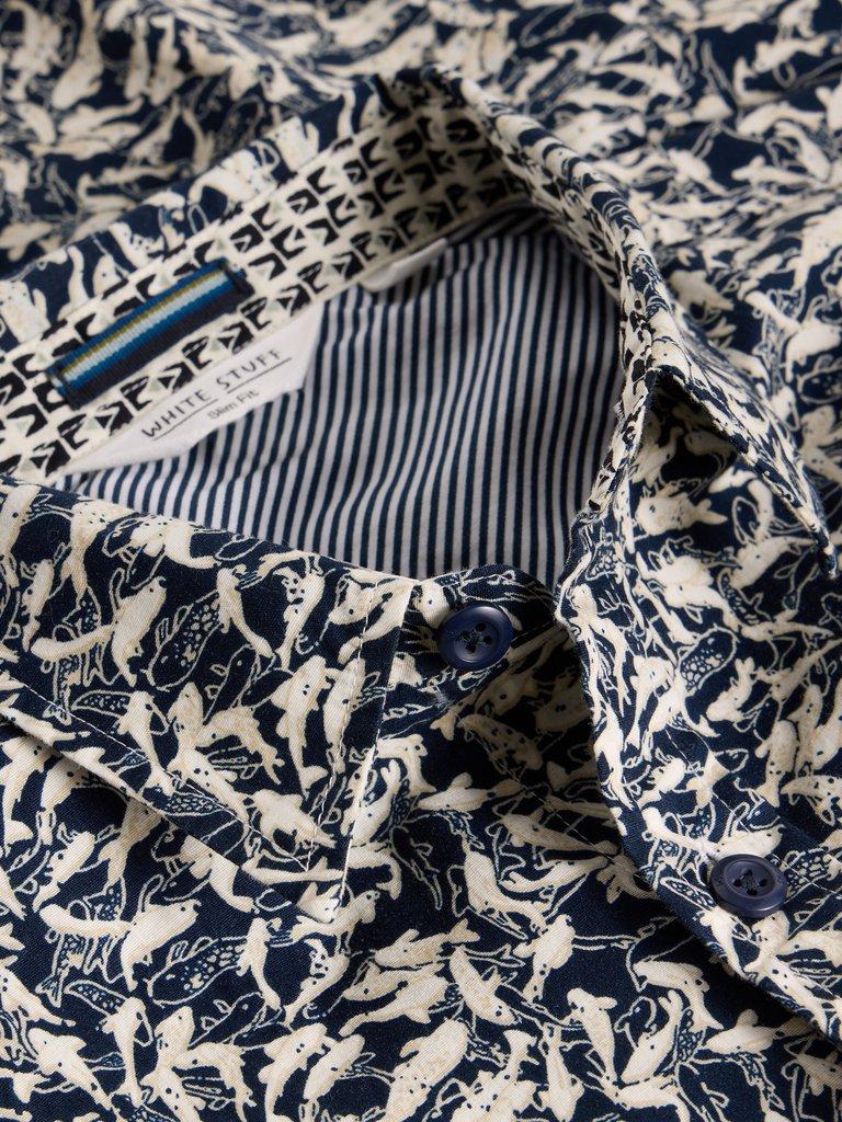 Salcombe Fish Print Shirt in NAVY PR - FLAT DETAIL