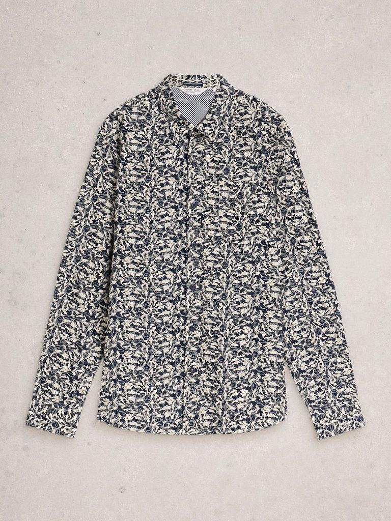 Salcombe Fish Print Shirt in NAVY PR - FLAT FRONT