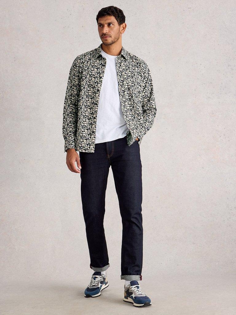 Salcombe Fish Print Shirt in NAVY PR - MODEL FRONT