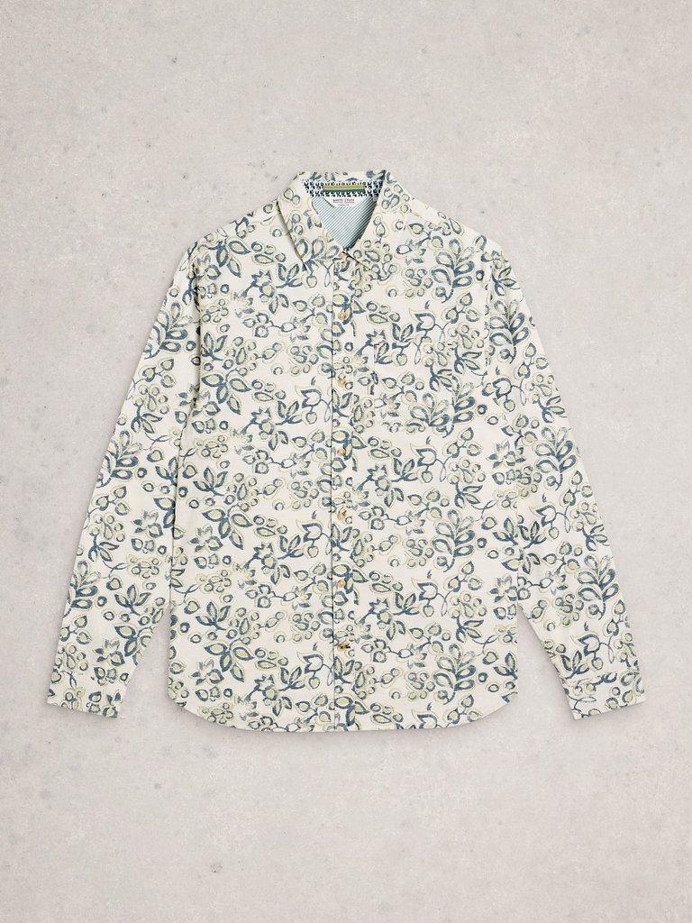 Finsbury Flower Print Shirt in NAT MLT - FLAT FRONT
