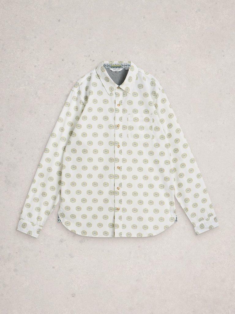 Finsbury Rustic Print Shirt in WHITE PR - FLAT FRONT