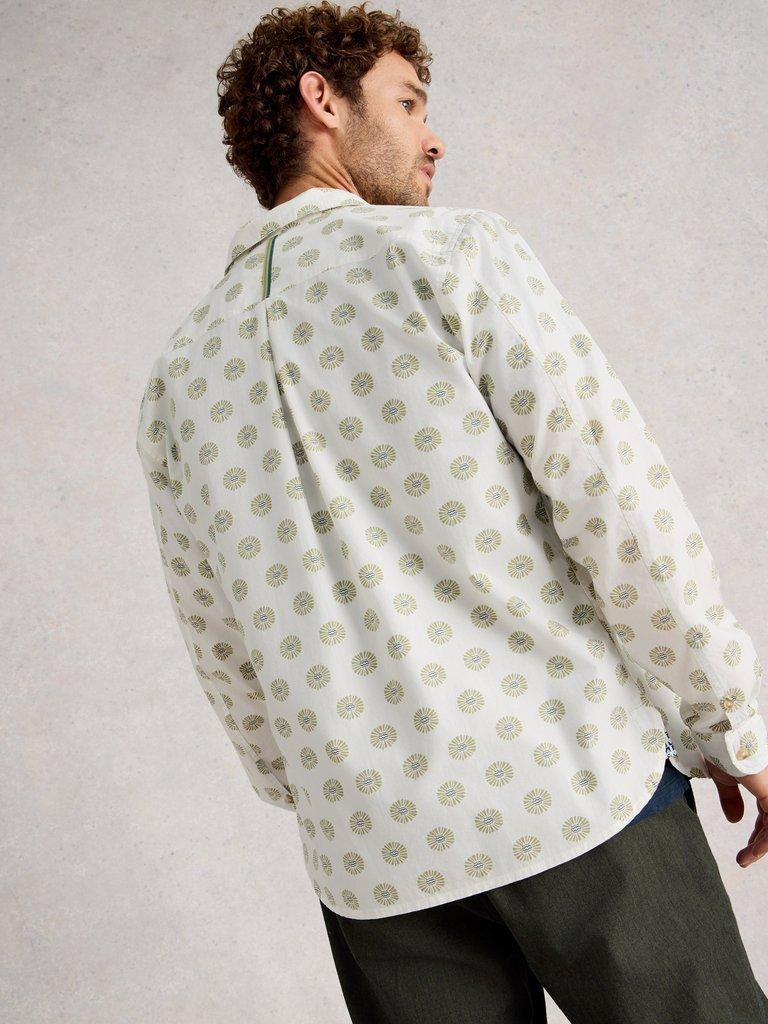 Finsbury Rustic Print Shirt in WHITE PR - MODEL BACK