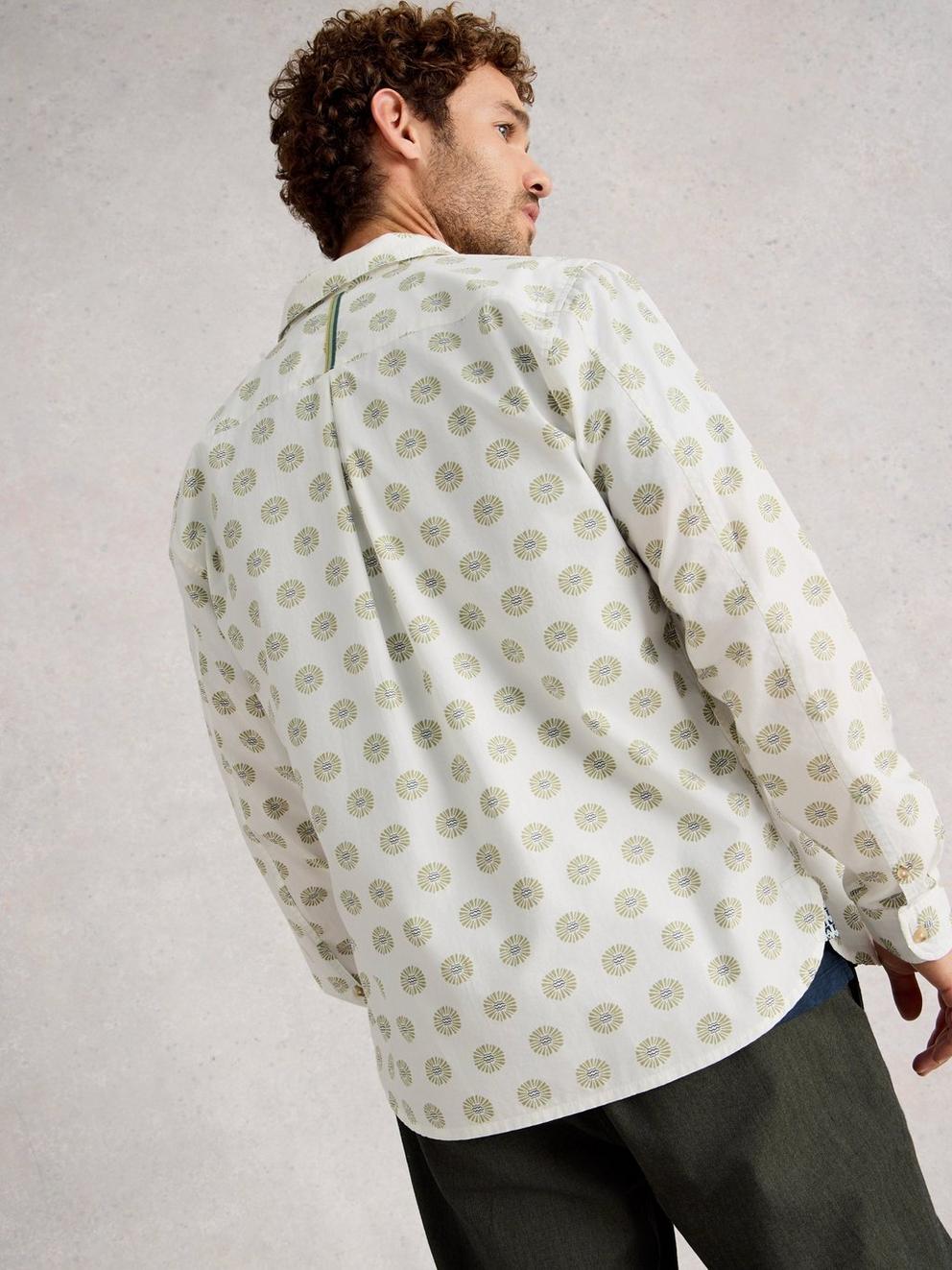 Finsbury Rustic Print Shirt in WHITE PR - MODEL BACK