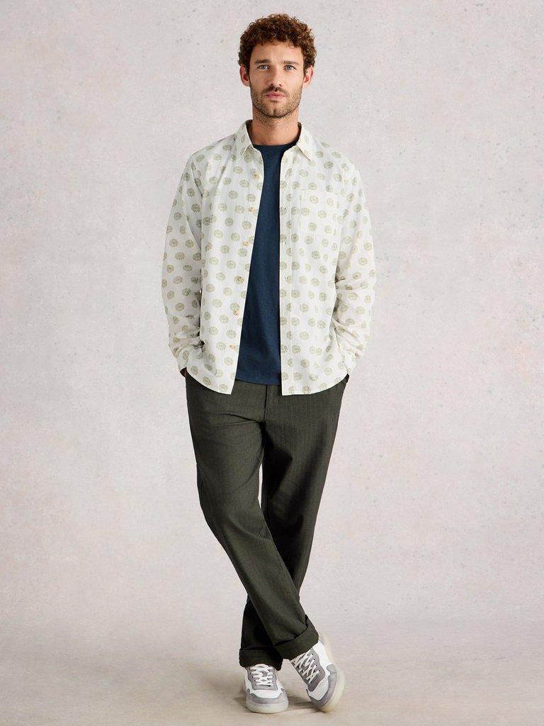 Finsbury Rustic Print Shirt in WHITE PR - MODEL FRONT