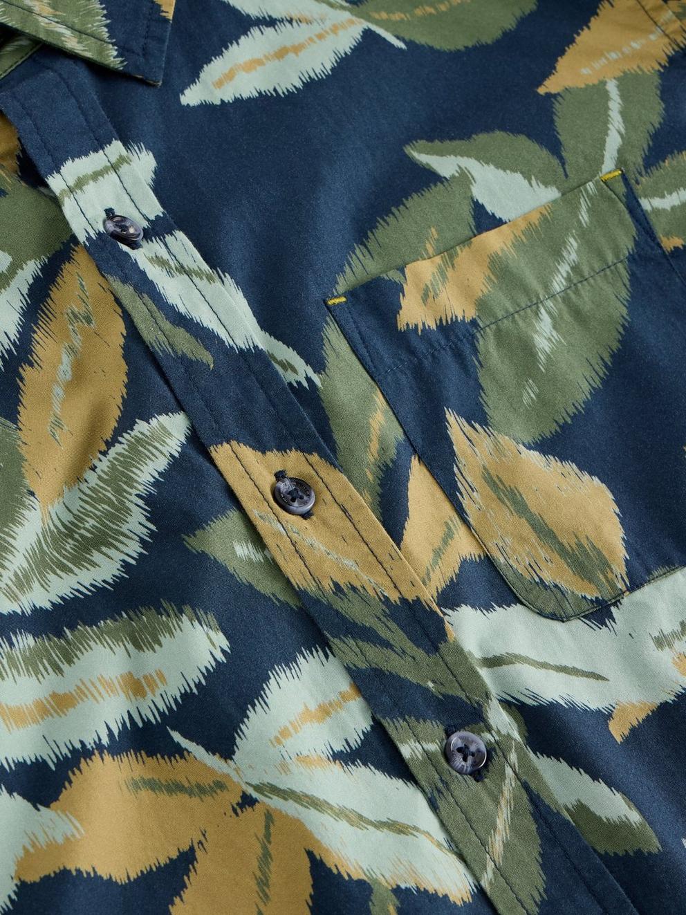 Finsbury Leaf Print Shirt in NAVY MULTI - FLAT DETAIL