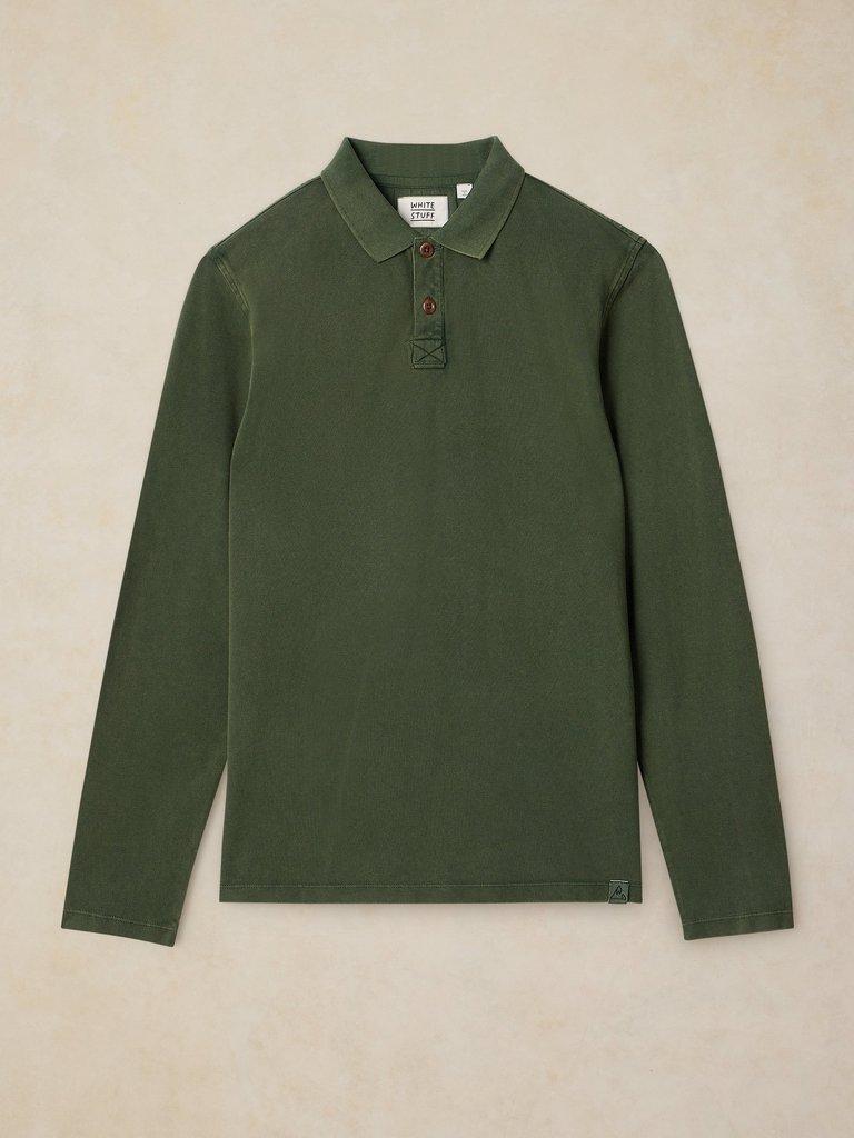 Utility Long Sleeve Polo in DK GREEN - FLAT FRONT