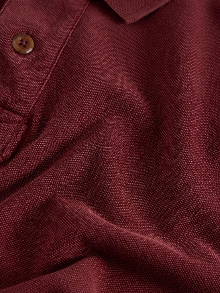 Utility Long Sleeve Polo in DK PLUM - FLAT DETAIL