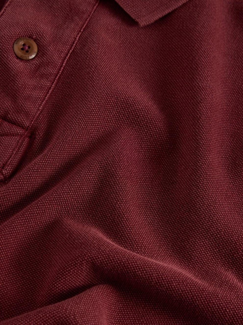 Utility Long Sleeve Polo in DK PLUM - FLAT DETAIL