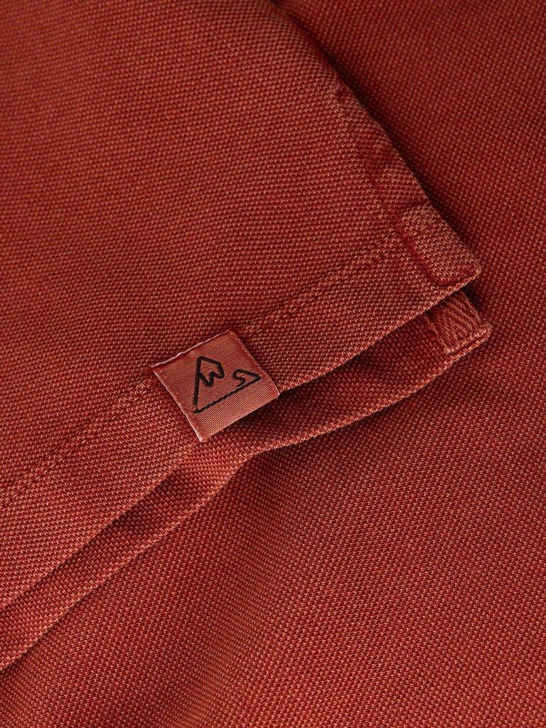 Utility Long Sleeve Polo in DK RED - FLAT DETAIL
