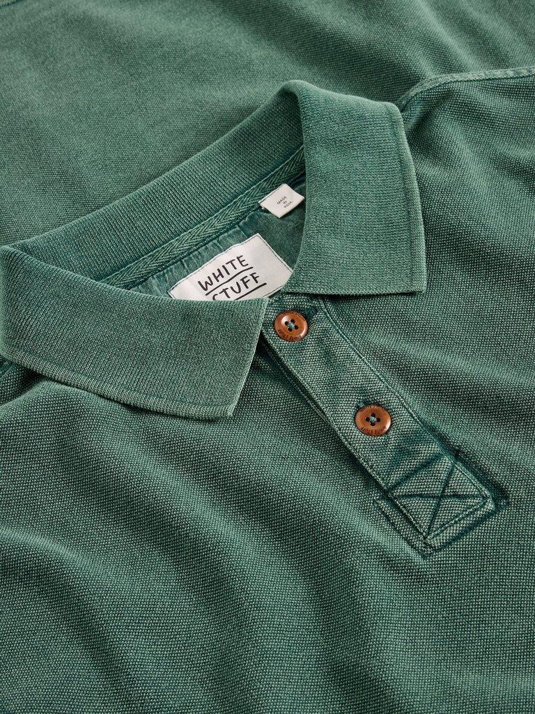 Utility Long Sleeve Polo in DK TEAL - FLAT DETAIL