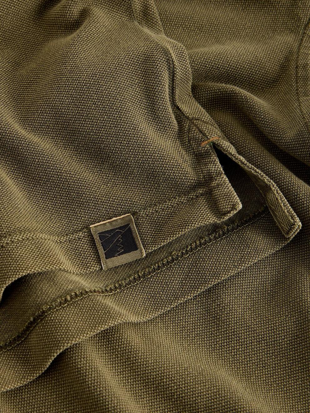 Utility Long Sleeve Polo in KHAKI GRN - FLAT DETAIL