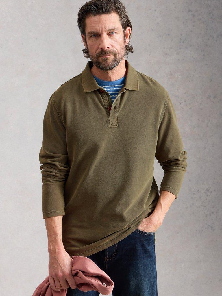 Utility Long Sleeve Polo in KHAKI GRN - LIFESTYLE