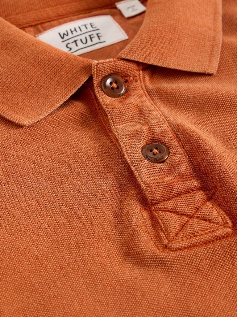 Utility Long Sleeve Polo in MID ORANGE - FLAT DETAIL