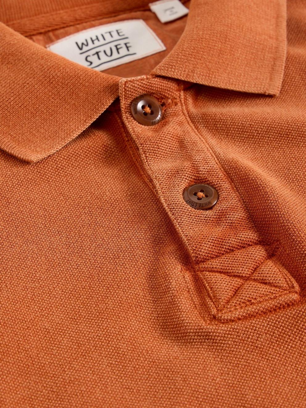 Utility Long Sleeve Polo in MID ORANGE - FLAT DETAIL