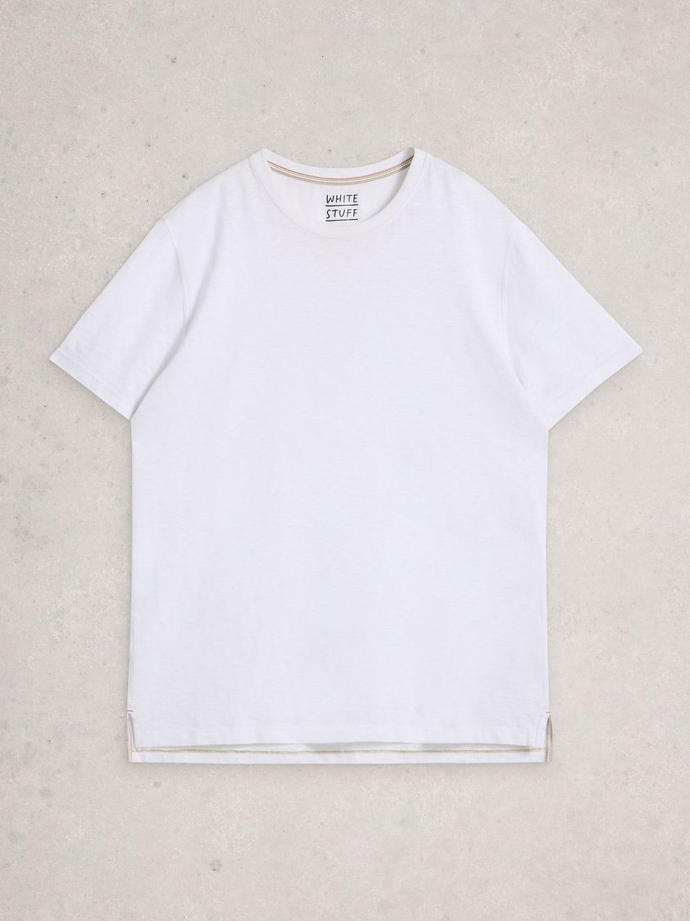 Abersoch Short Sleeve Crew Neck Tee in BRIL WHITE - FLAT FRONT