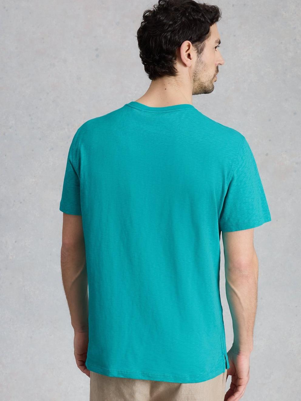 Abersoch Short Sleeve Crew Neck Tee in BRT GREEN - MODEL BACK