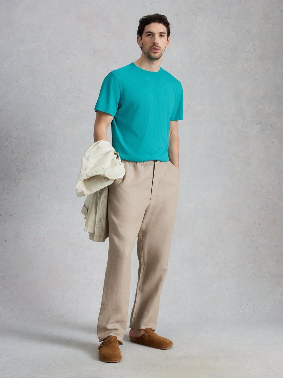 Abersoch Short Sleeve Crew Neck Tee in BRT GREEN - MODEL FRONT