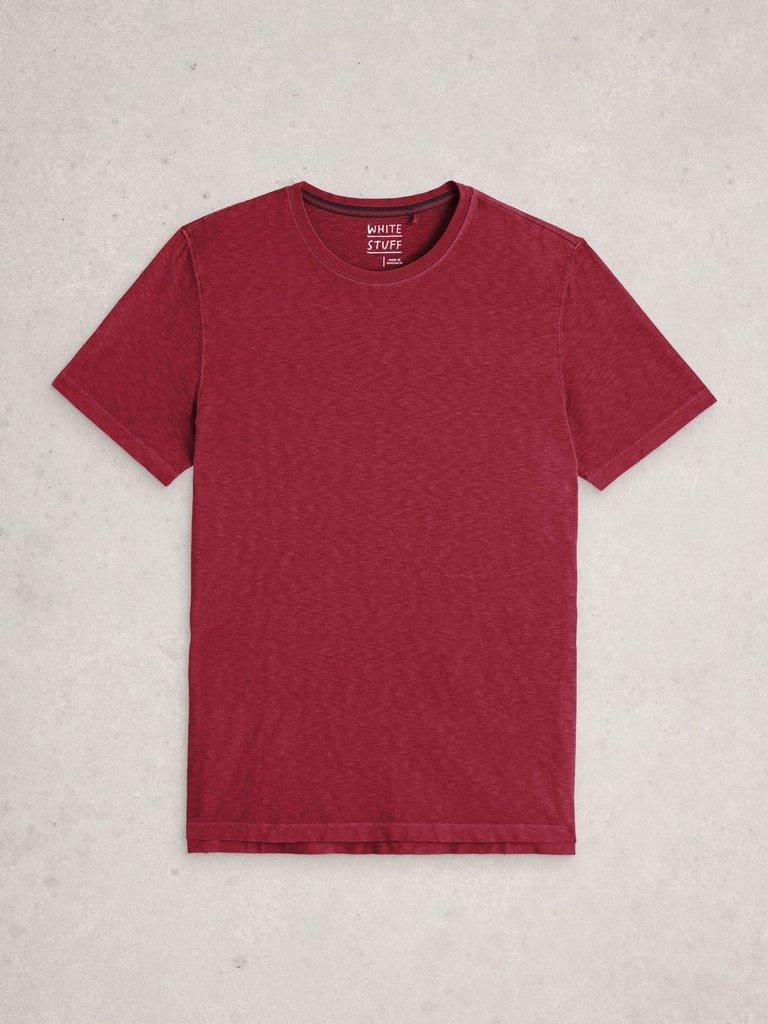 Abersoch Short Sleeve Crew Neck Tee in DK RED - FLAT FRONT