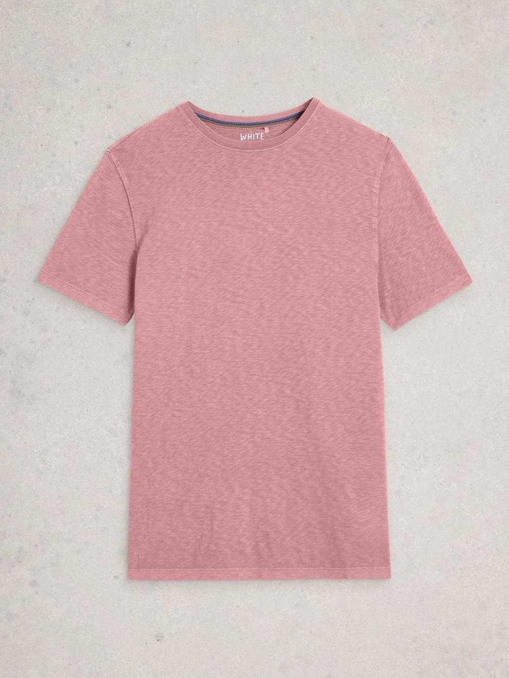 Abersoch Short Sleeve Crew Neck Tee in DUS PINK - FLAT FRONT