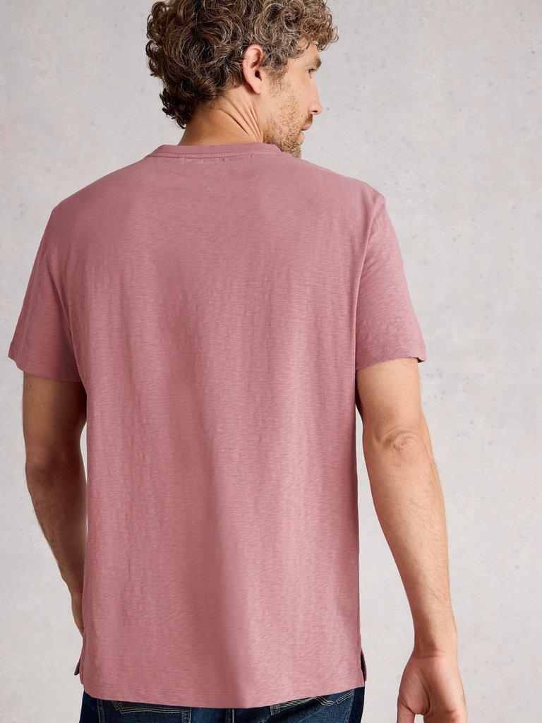 Abersoch Short Sleeve Crew Neck Tee in DUS PINK - MODEL BACK