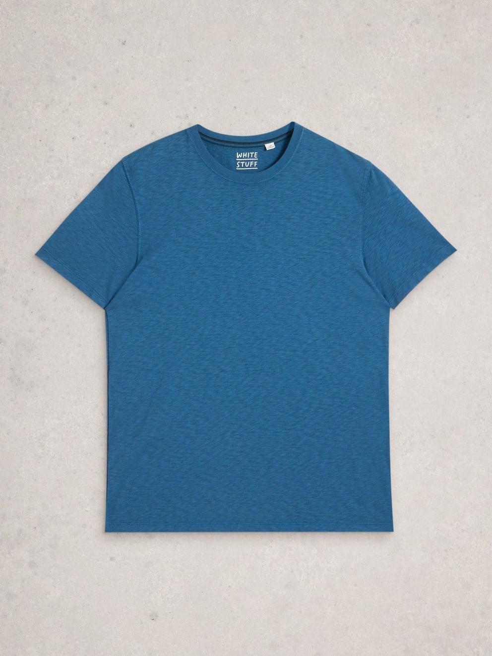 Abersoch Short Sleeve Crew Neck Tee in INDIGO BLE - FLAT FRONT
