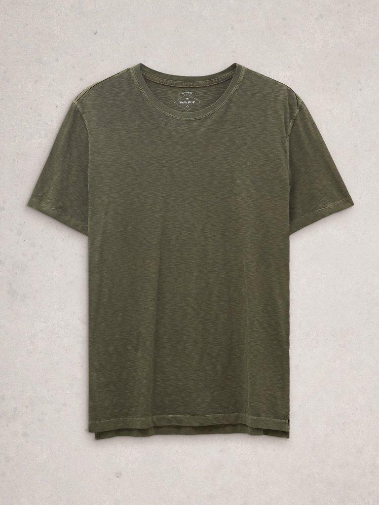 Abersoch Short Sleeve Crew Neck Tee in KHAKI GRN - FLAT FRONT