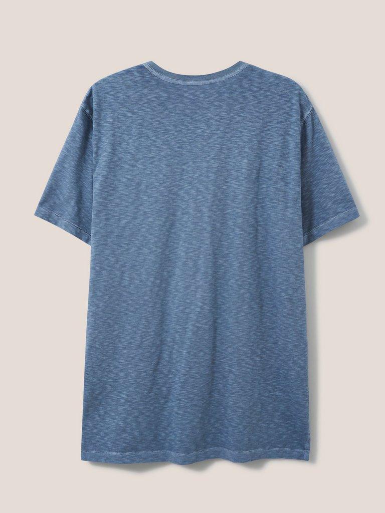 Abersoch Short Sleeve Crew Neck Tee in MID BLUE - FLAT BACK