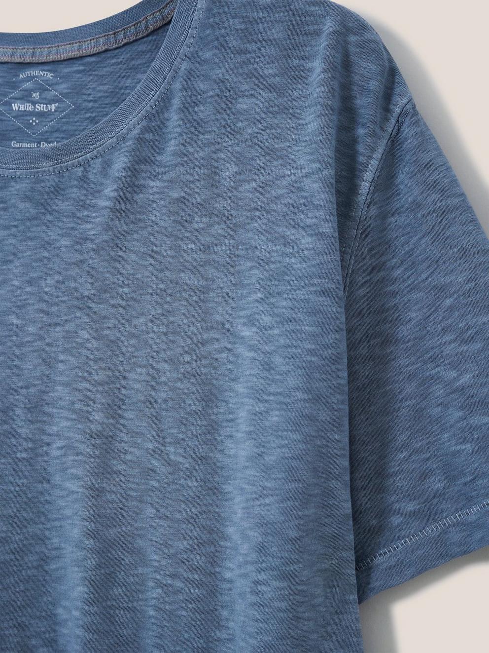 Abersoch Short Sleeve Crew Neck Tee in MID BLUE - FLAT DETAIL