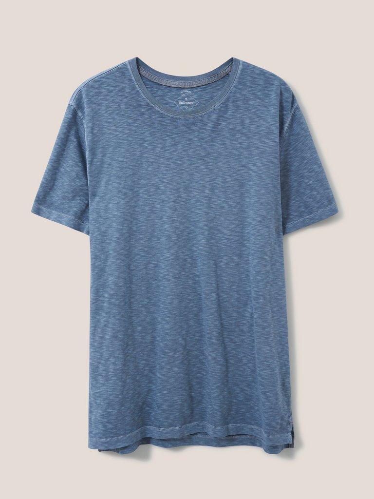 Abersoch Short Sleeve Crew Neck Tee in MID BLUE - FLAT FRONT
