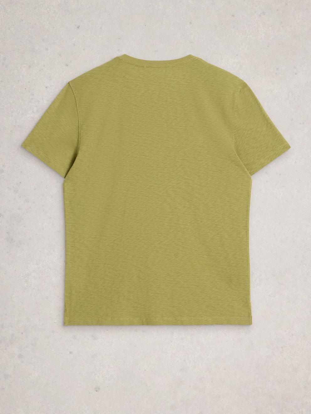 Abersoch Short Sleeve Crew Neck Tee in MID GREEN - FLAT BACK