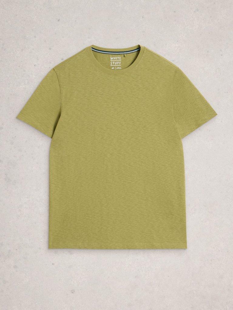 Abersoch Short Sleeve Crew Neck Tee in MID GREEN - FLAT FRONT