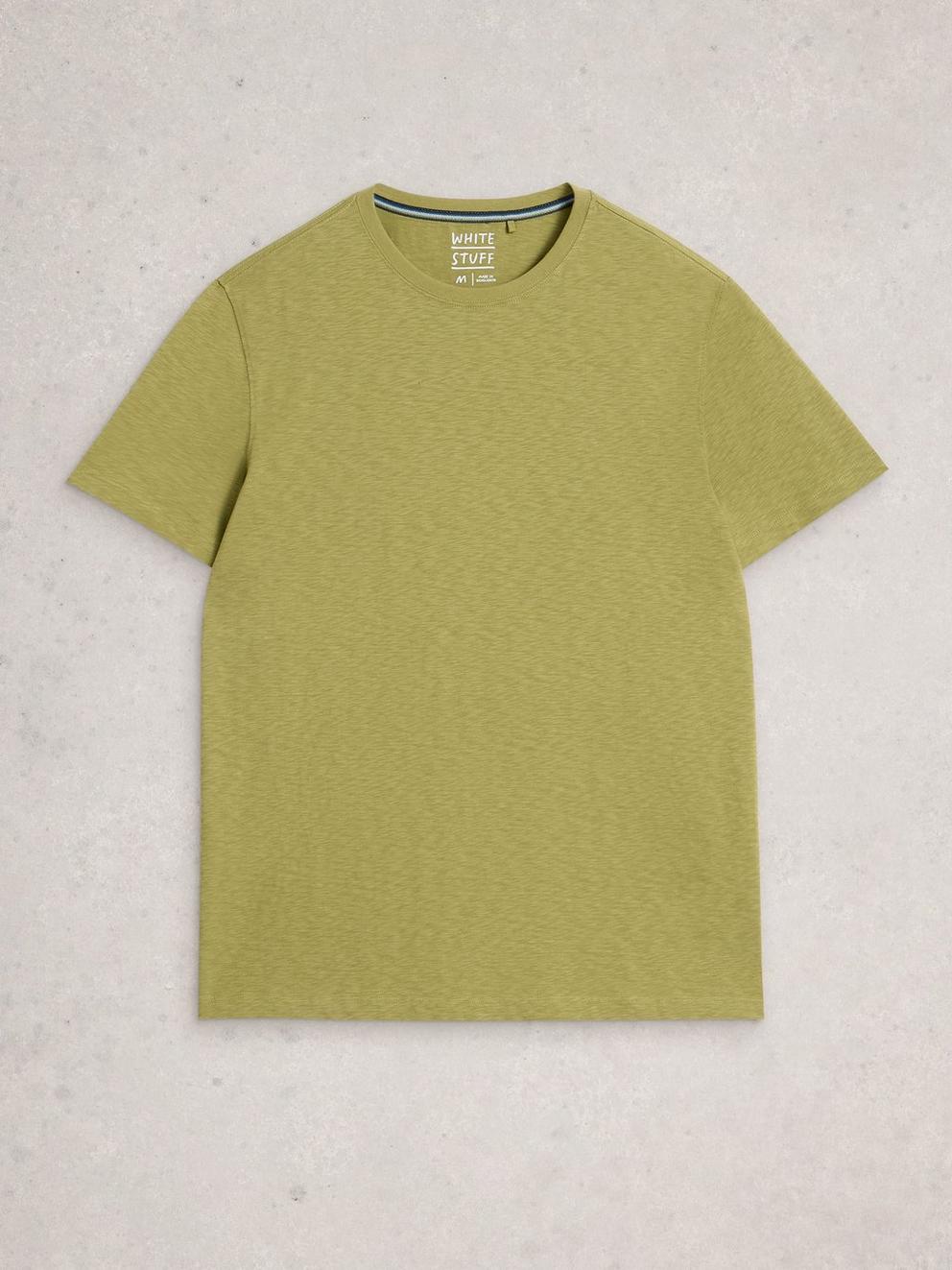 Abersoch Short Sleeve Crew Neck Tee in MID GREEN - FLAT FRONT