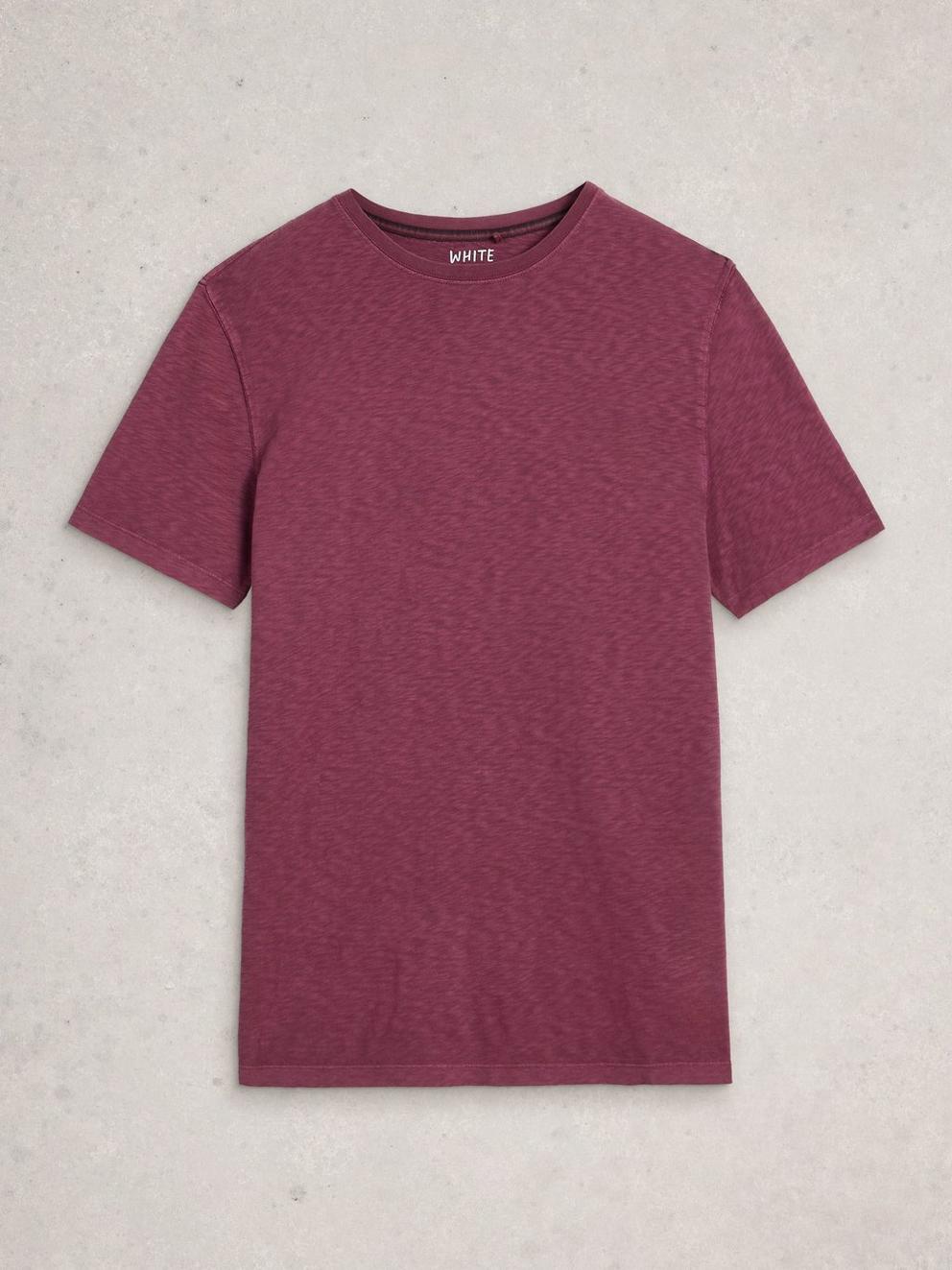 Abersoch Short Sleeve Crew Neck Tee in MID PLUM - FLAT FRONT