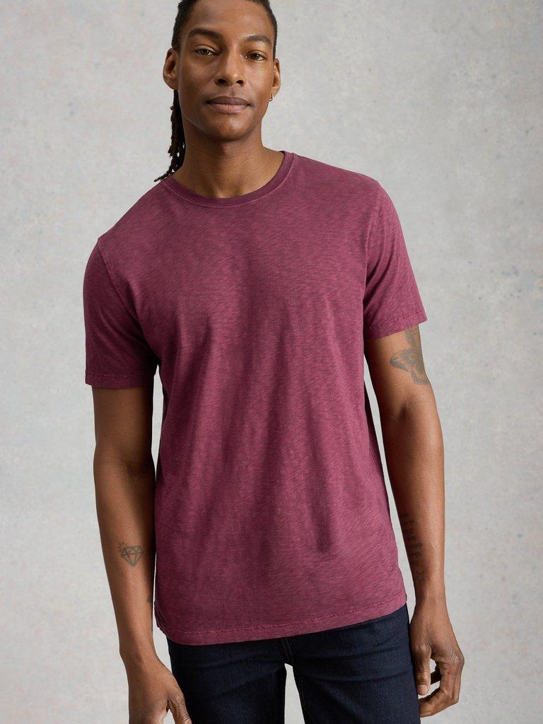 Abersoch Short Sleeve Crew Neck Tee in MID PLUM - LIFESTYLE
